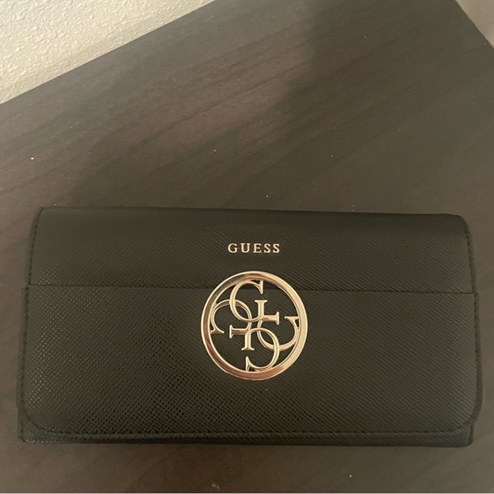 Guess Black wallet with Gold Emblem